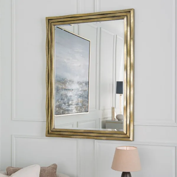 Gold Distressed Leaf Framed Large Wall Mirror