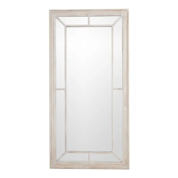 Large Washed Wood Framed Window Mirror