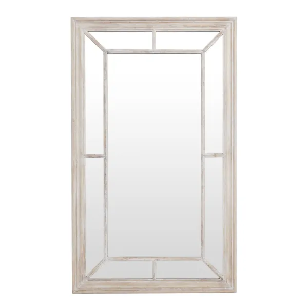 Washed Wood Framed Window Mirror