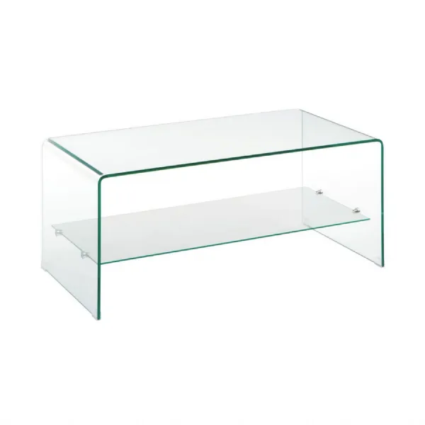 Curved Transparent Glass 2 Tier Coffee Table