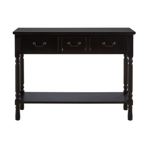 Modern Black 3 Drawer Console Table