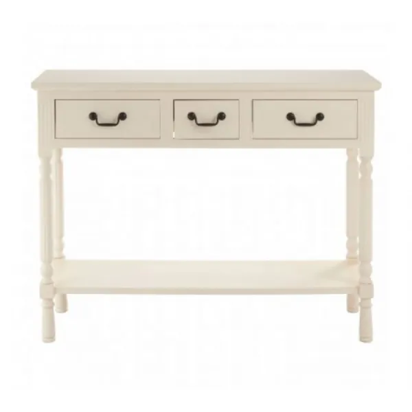 Modern Cream 3 Drawer Console Table