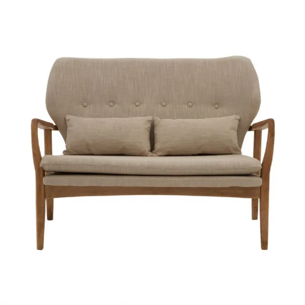 Stockholm Beige Two Seat Sofa Birch Wood Frame