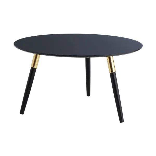 BLACK AND GOLD CIRCULAR TRIPOD COFFEE TABLE