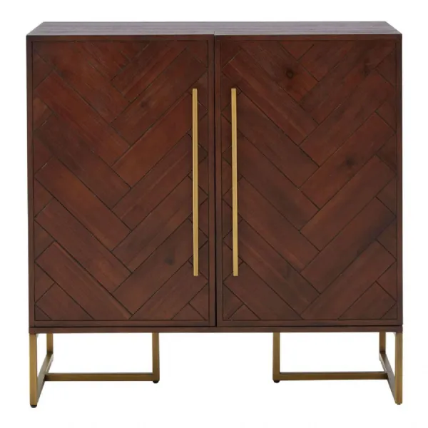 Mid Century Herringbone Drinks Cabinet