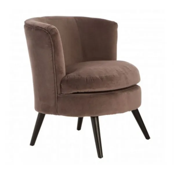 Cotton Velvet Round Grey Armchair