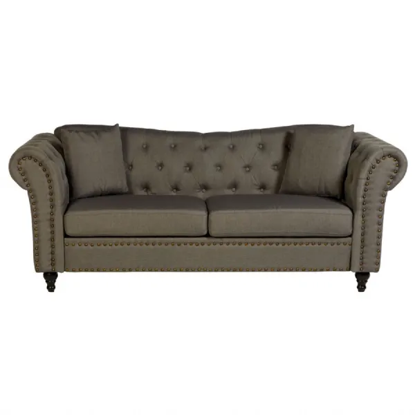 Studded Grey Chesterfield 3 Seat Sofa