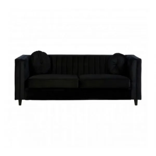 Black High Arm Velvet Sofa