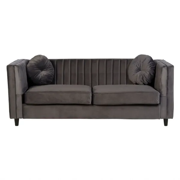 Grey High Arm 3 Seat Velvet Sofa