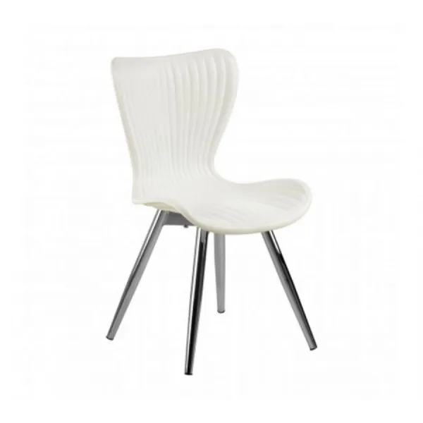 Contemporary White Fluted Dining Chair
