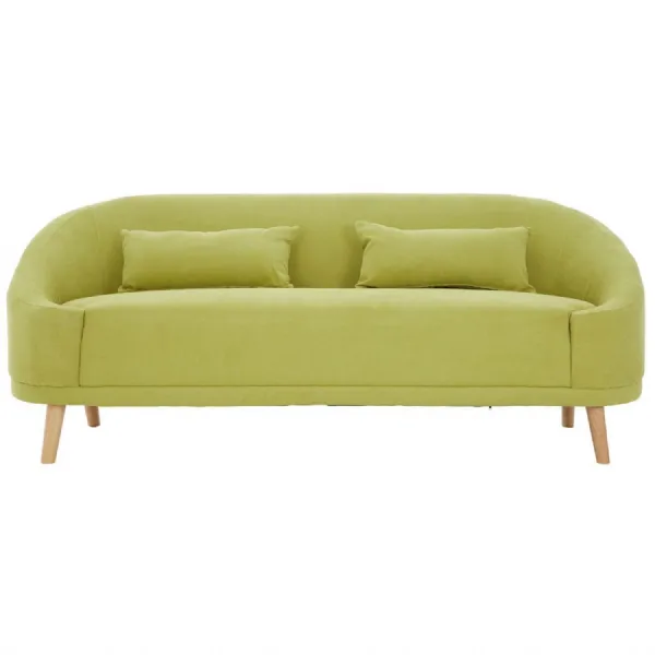 Contemporary Curved Back Green Linen Sofa