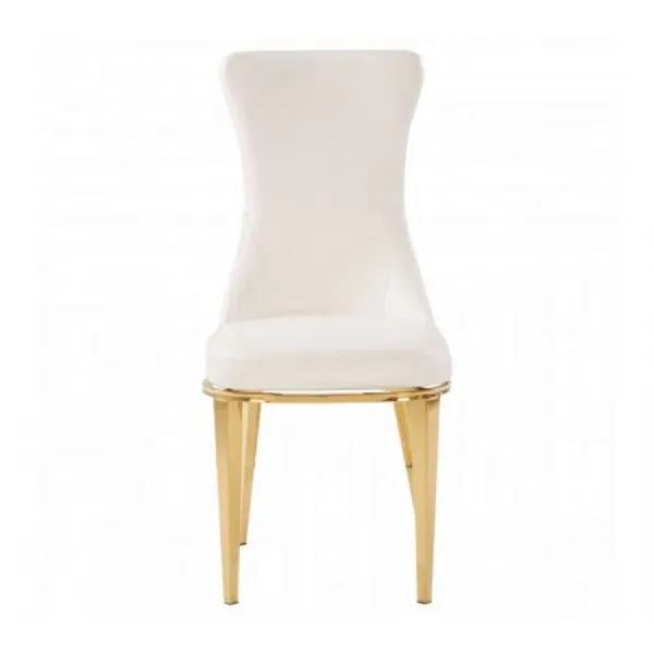 Modern White PU Gold Leg Dining Chair