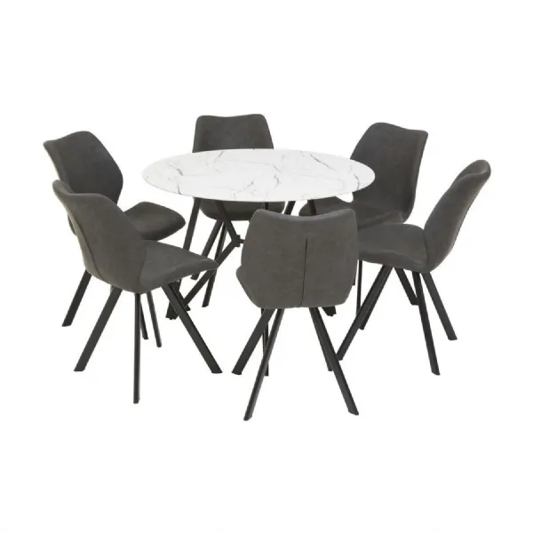 Weston 6 Seat Round Marble Dining Set