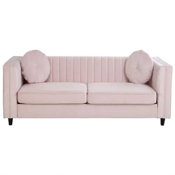 Pink High Arm 3 Seat Velvet Sofa