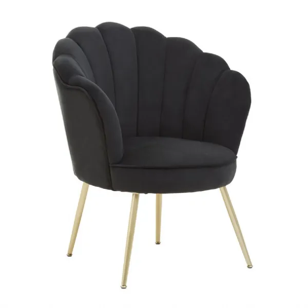 Vintage Black Velvet Accent Chair