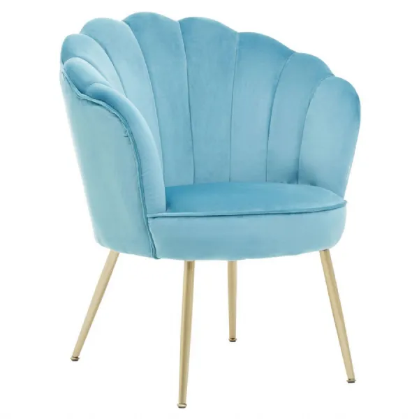 Ovala Vintage Aqua Blue Velvet Accent Chair