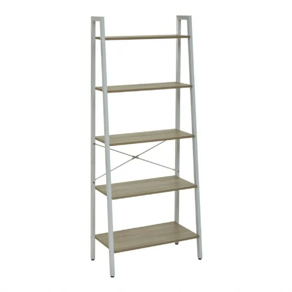 Minimal Industrial Natural Oak Veneer 5 Shelf Unit