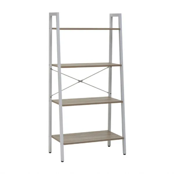 Minimal Industrial Natural Oak Veneer 4 Shelf Unit
