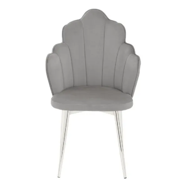 Tian Deco Grey And Chrome Velvet Shell Chair