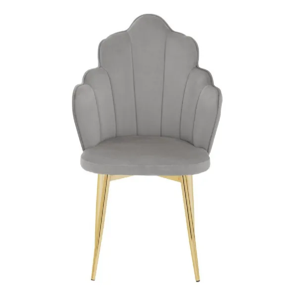 Tian Art Deco Grey Velvet Shell Chair