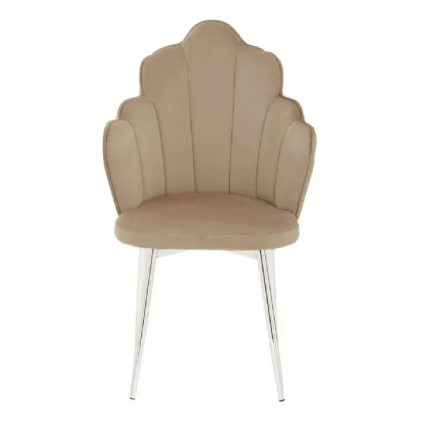 Tian Deco Mink And Chrome Velvet Shell Chair