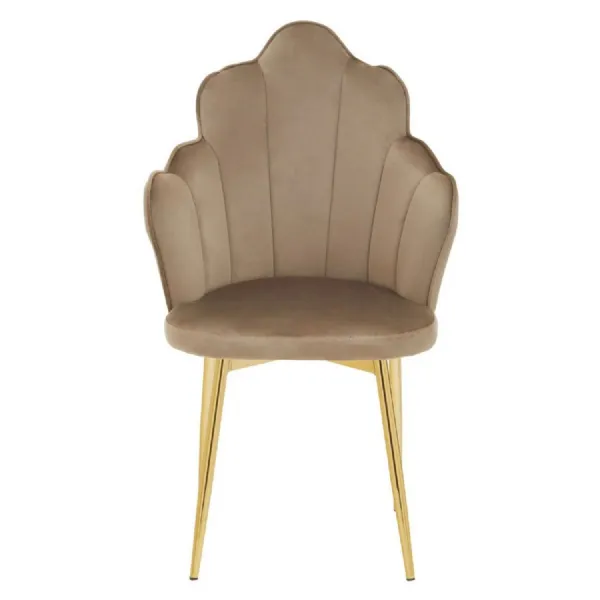 Tian Art Deco Mink Velvet Shell Chair
