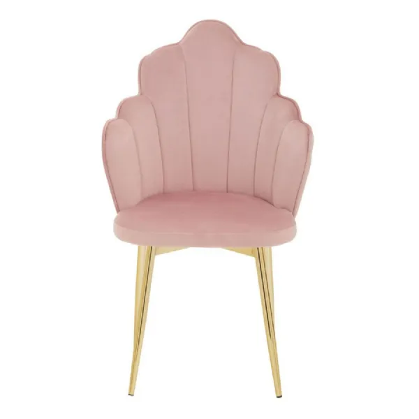 Tian Art Deco Pink Velvet Shell Chair
