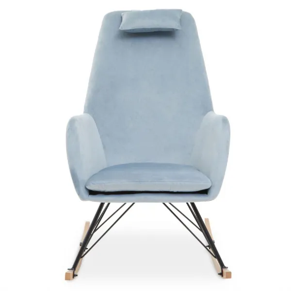 Contemporary Blue Velvet Rocking Chair
