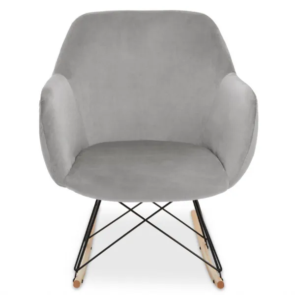 Contemporary Small Grey Velvet Rocking Chair