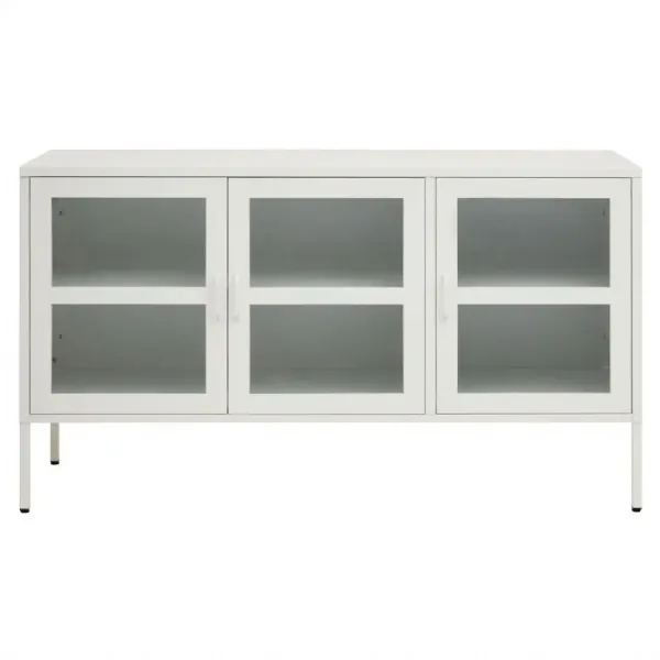 Three Door White Metal Sideboard