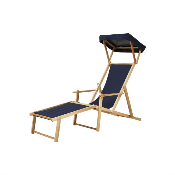 Adjustable Blue Grey Outdoor Lounger