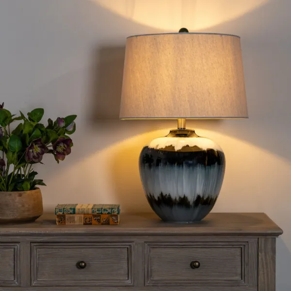 Midnight Shadows Table Lamp With Linen Shade