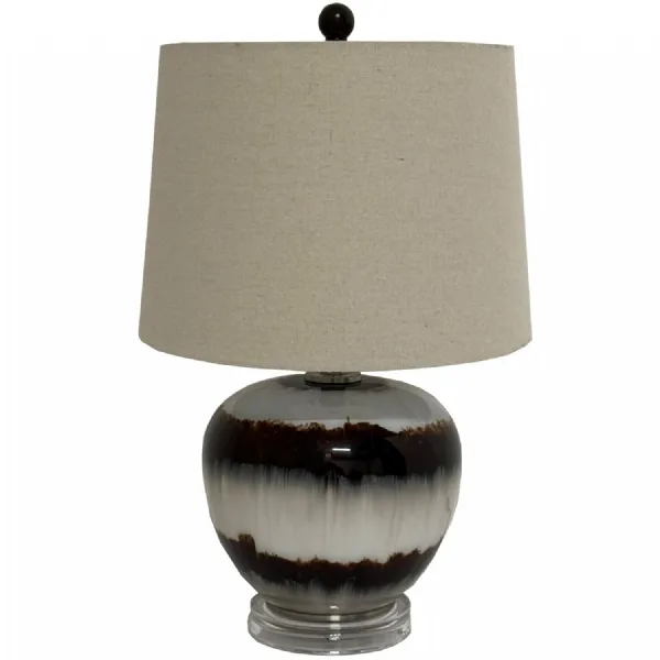 Sepia Shadows Squat Table Lamp With Linen Shade