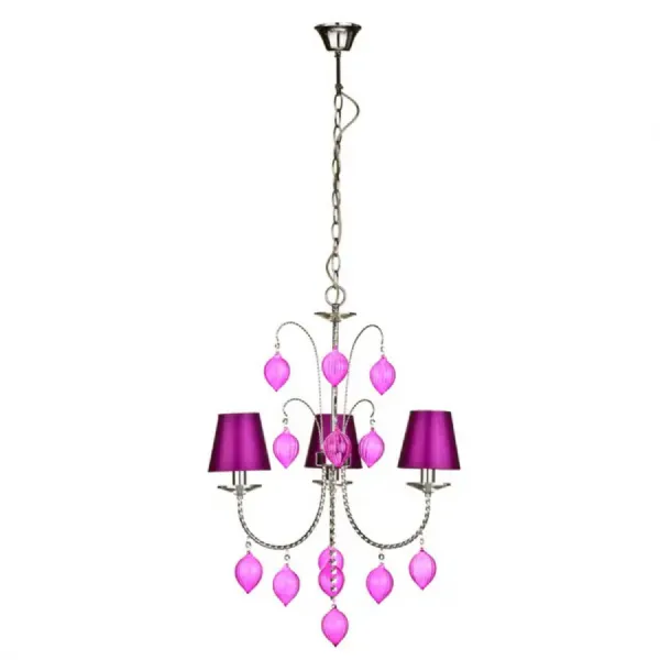 Hot Pink 3 Arm Chandelier