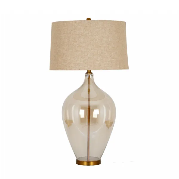 Opaline Glass Table Lamp With Linen Shade