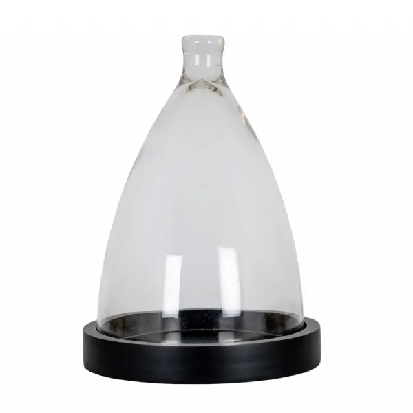 Cone Glass Cloche With Wooden Tray