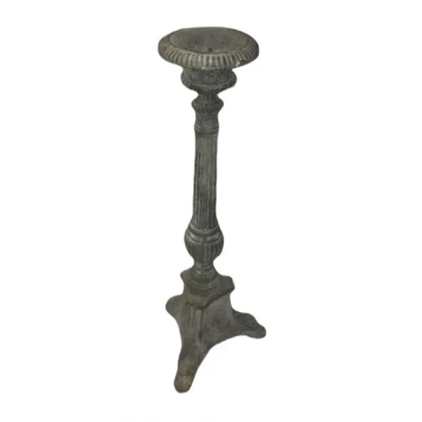 43cm Cast Iron Candlestick Aged Rusty Lead Finish