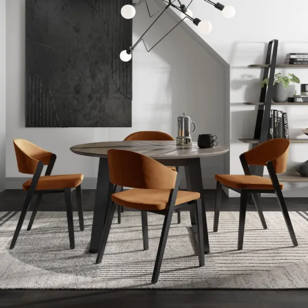Weathered Oak Round 4 Seater Dining Table Peppercorn Base