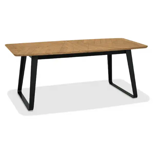 Retro Rustic Oak and Peppercorn Large Extending Dining Table