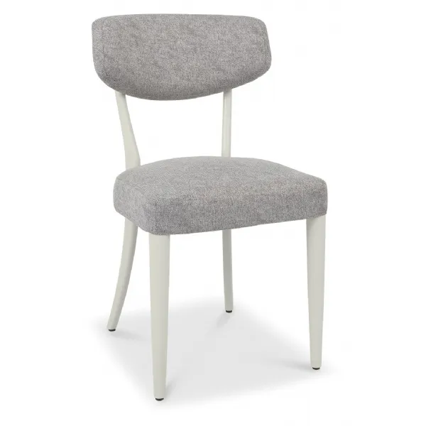 Grey Fabric Curved Back Dining Chair with Padded Seat
