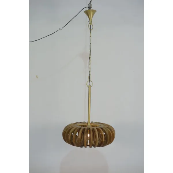 Natural Mango Wood Multi Ring Contemporary Ceiling Lamp