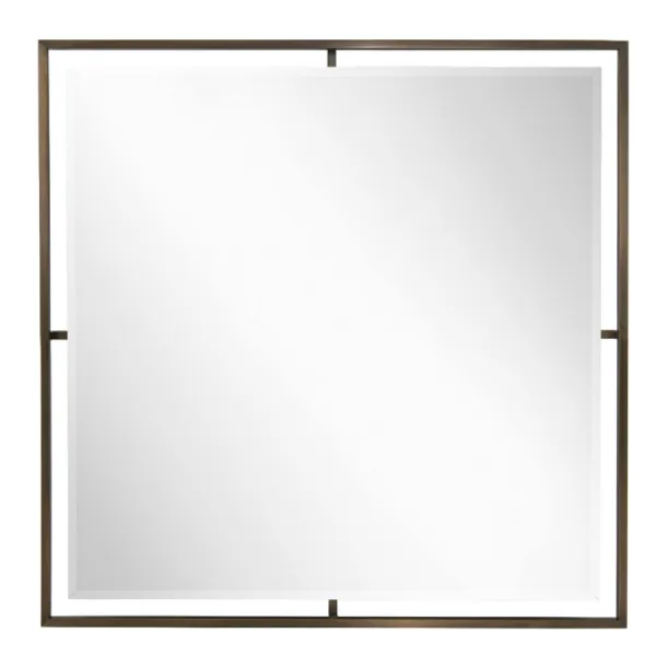 Dark Brushed Metal Framed Square Wall Mirror