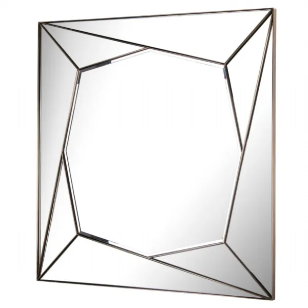 Brass Metal Unique Design Square Wall Mirror