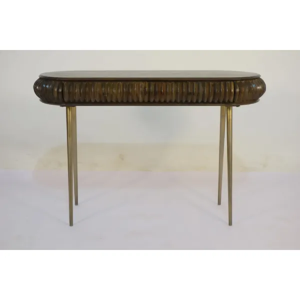 Traditional Mango Wood Capsule Design 2 Drawer Console Table