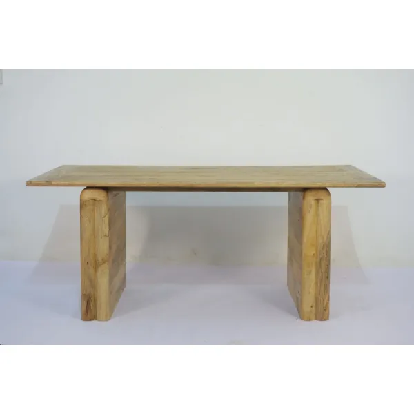 Traditional Mango Wood Rectangular 6 Seater Dining Table with Solid Block Legs