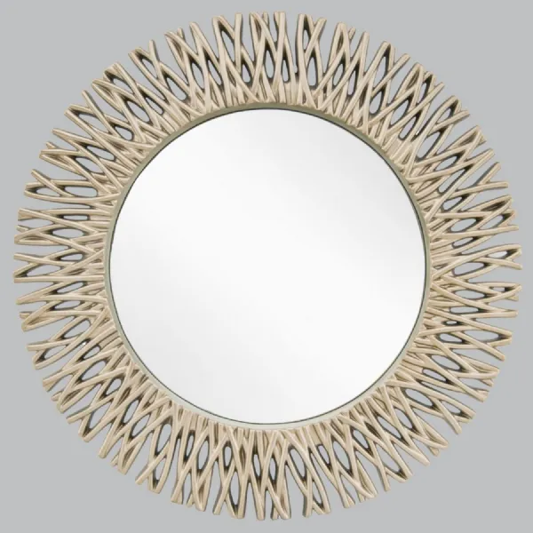 Champagne Silver Leaf Finish Round Wall Mirror