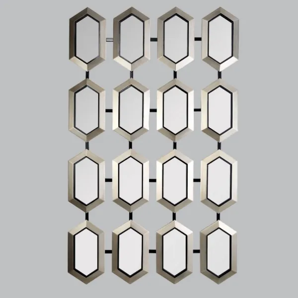 Champagne Silver Leaf Finish Section Wall Mirror