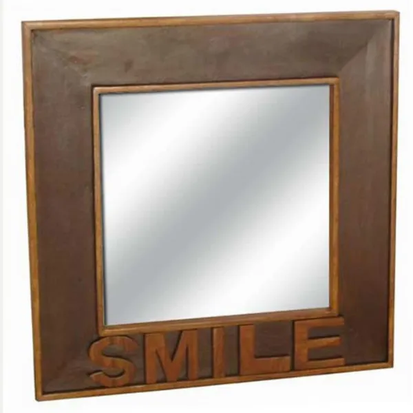 Indian Acacia Mirror 60x60 SMILE Letters
