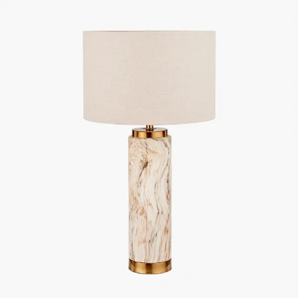 Carrara Natural Stone Effect Ceramic Tall Table Lamp