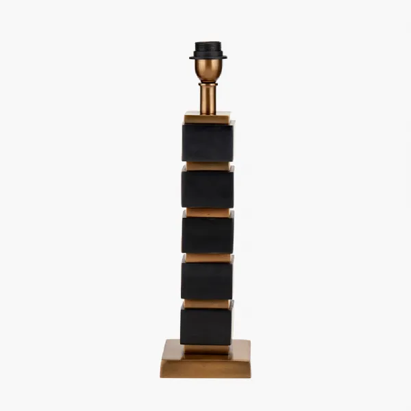 Maximo Matt Black and Antique Brass Cube Design Table Lamp Base